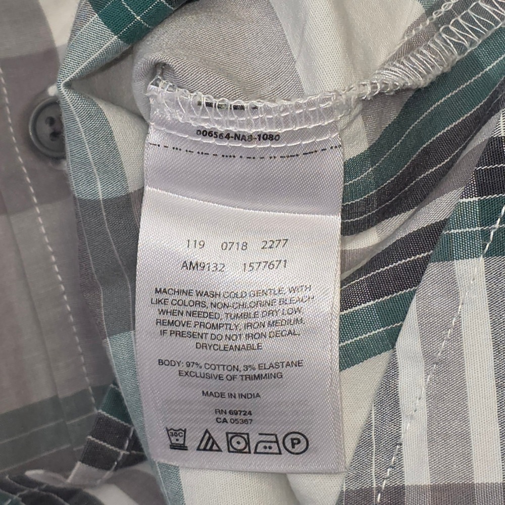 Columbia Mens Plaid Short Sleeve Button Down Shirt Regular Fit Green Gray - Picture 7 of 8